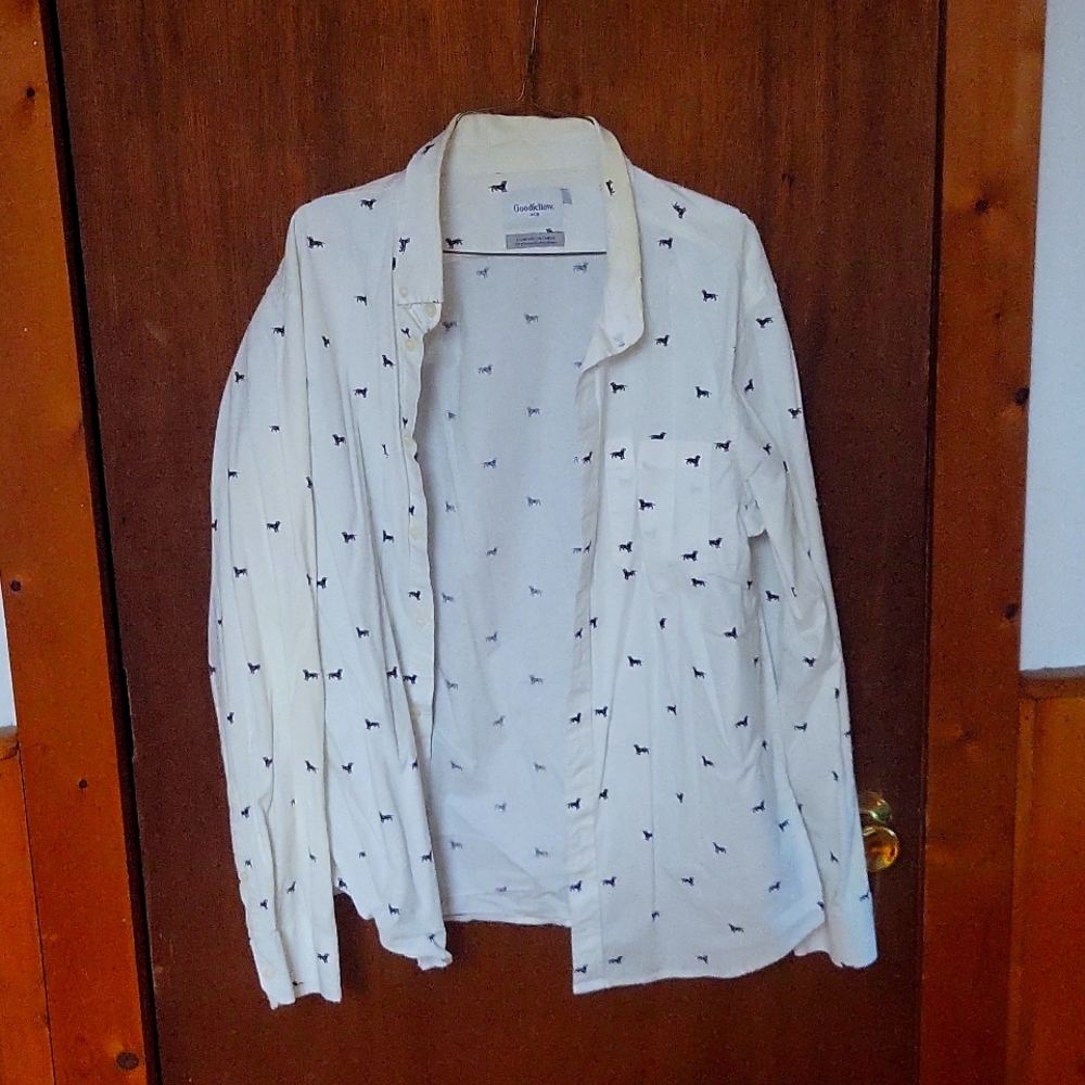 Dog Print Button Up Dress Shirt